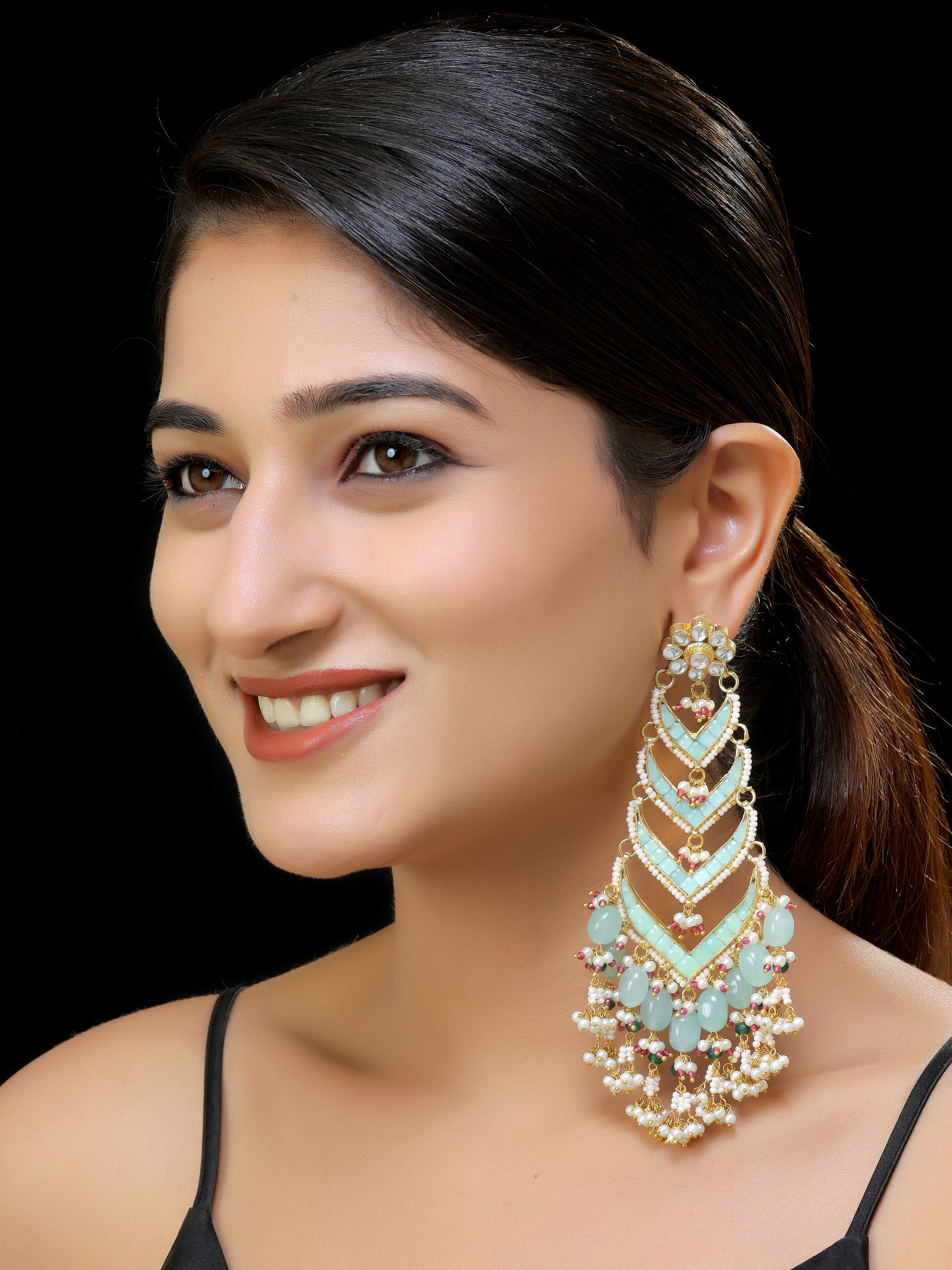 Gold finish Kundan Danglers