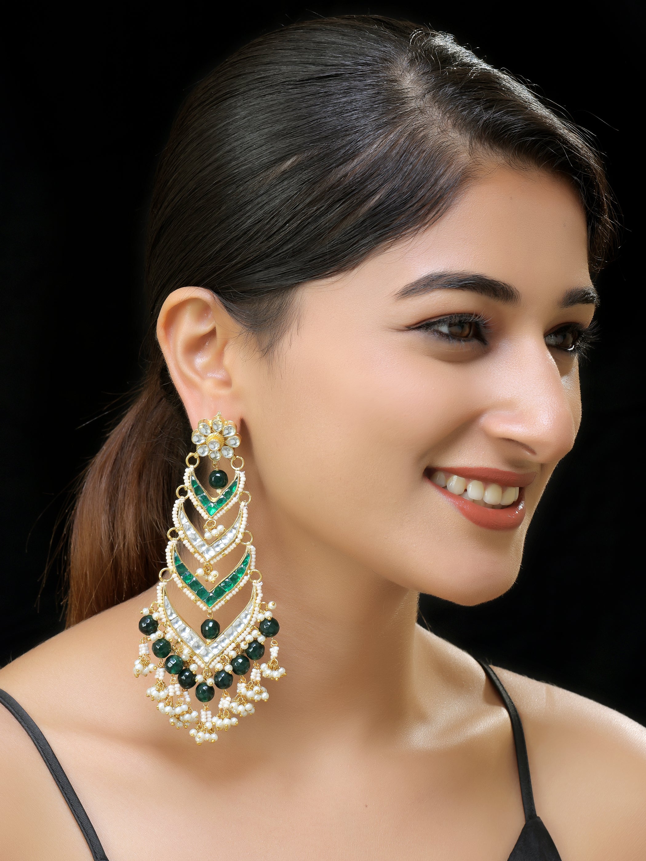 Gold finish Kundan Danglers