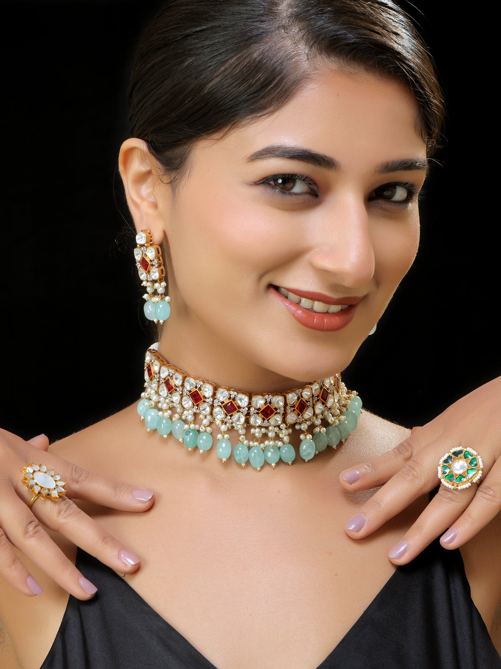 Gold finish Kundan Necklace set