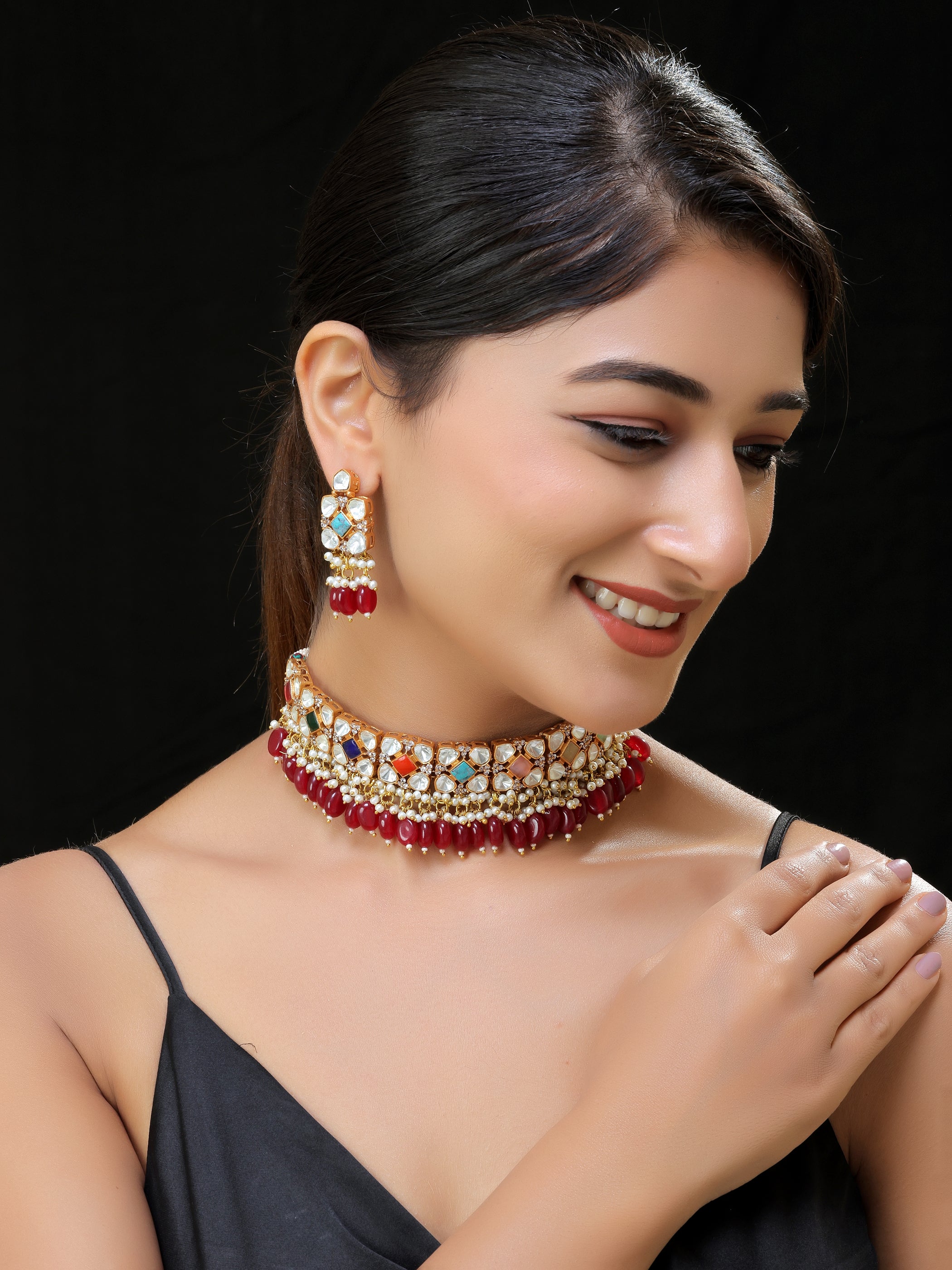 Gold finish Kundan Necklace set