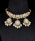 Load image into Gallery viewer, Gold finish Kundan Mother of pearls Necklace set
