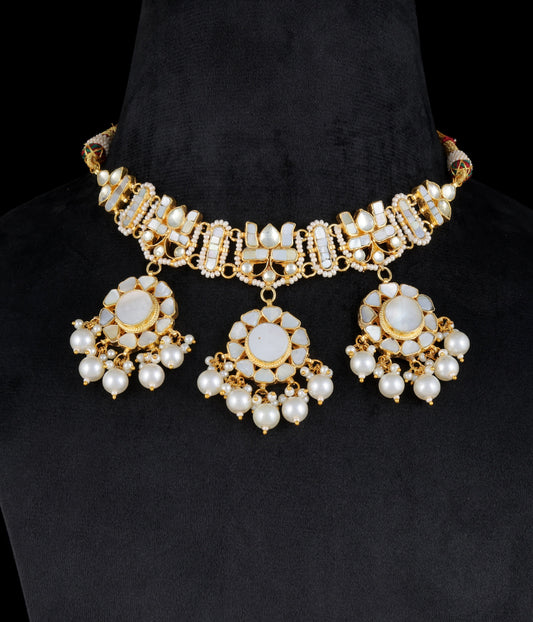 Gold finish Kundan Mother of pearls Necklace set