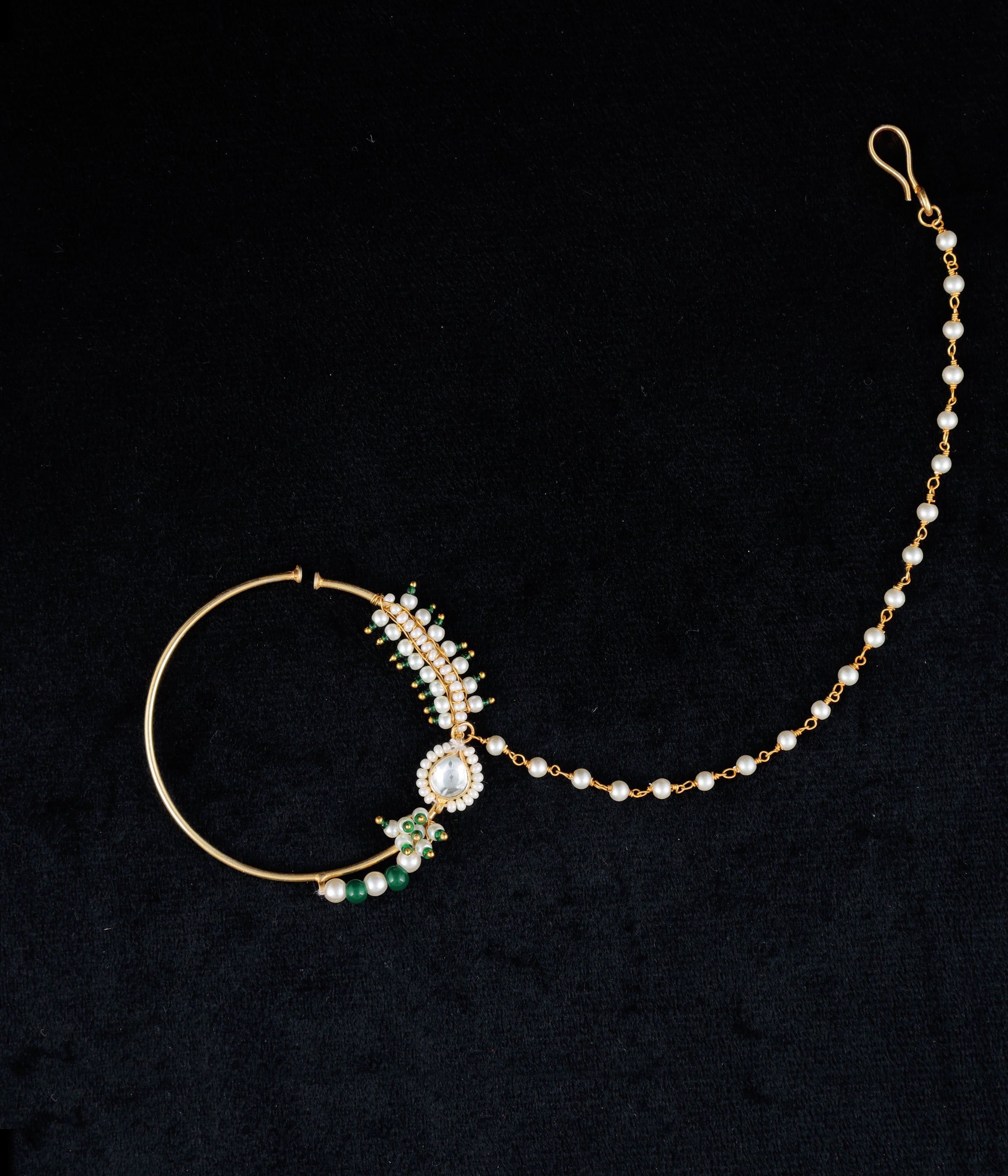 Gold finish Kundan Nath/ Nosering