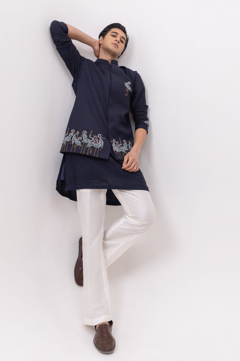 FLAMINGO DESIGNER NEHRU JACKET WITH KURTA & PANT SET
