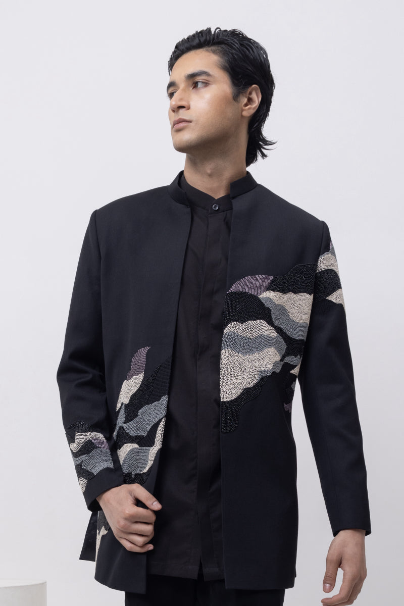 WATER - INDOWESTERN OPEN JACKET KURTA SET WITH TROUSERS