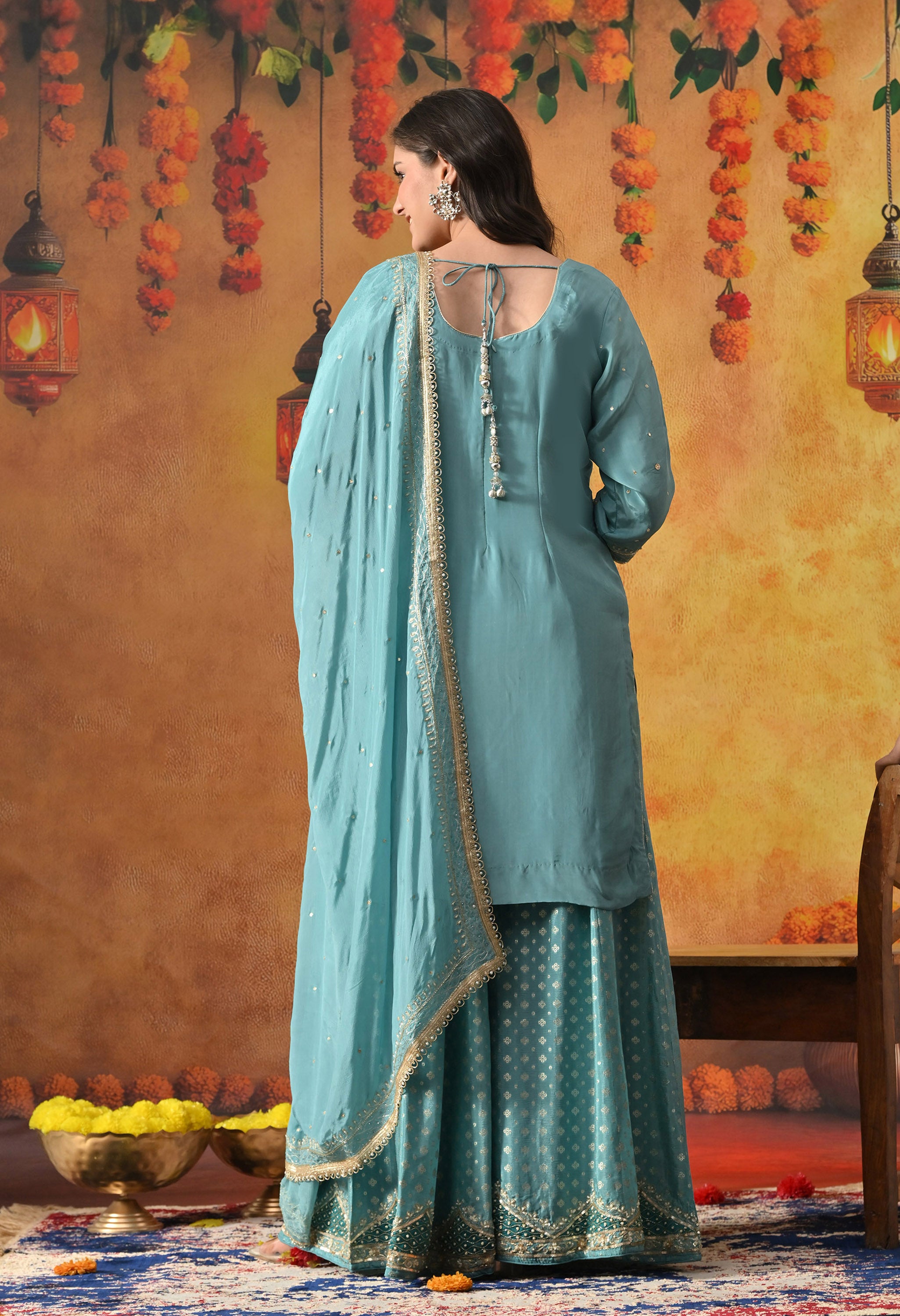 Blue Sharara Set