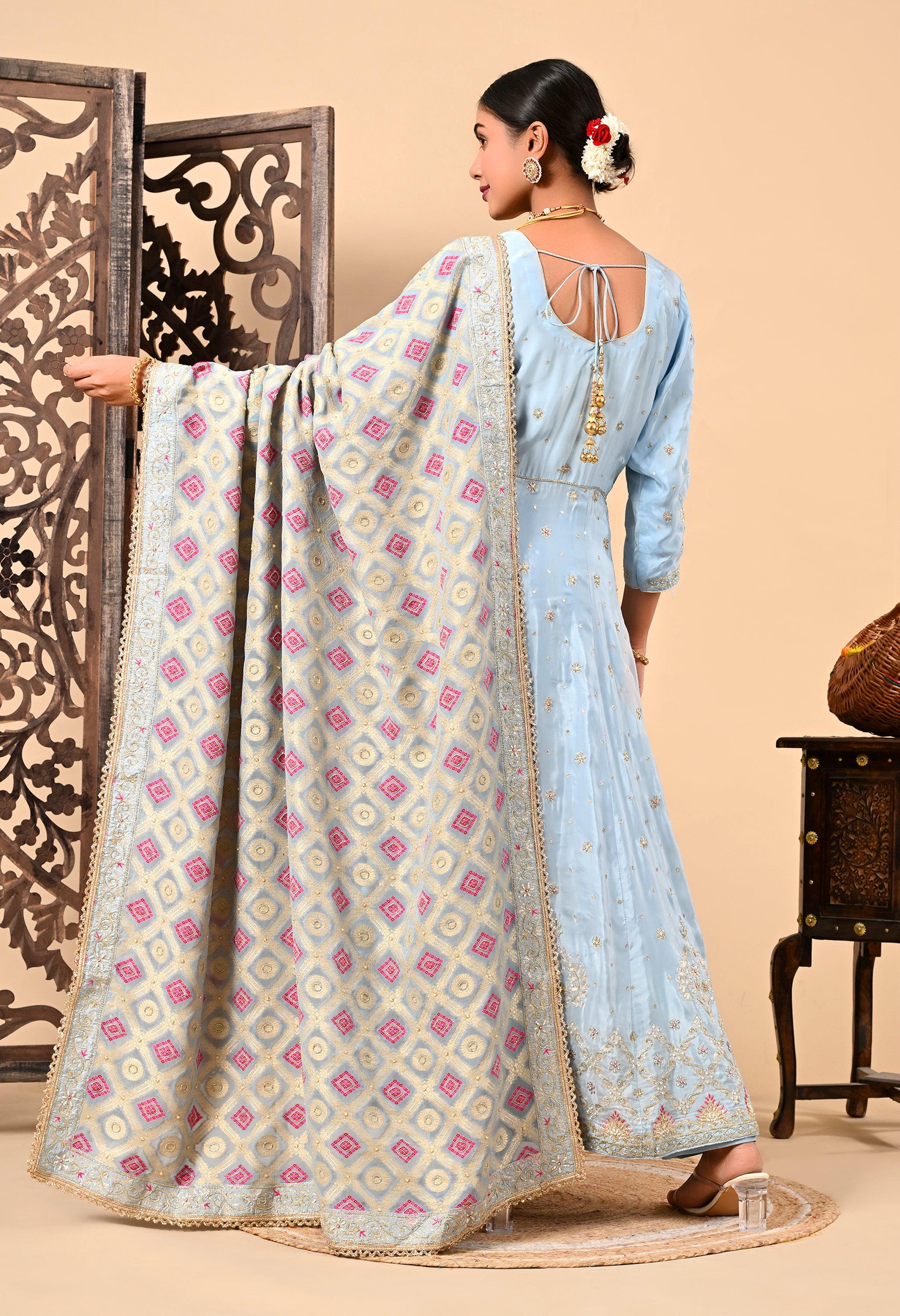 Light Blue Anarkali Set