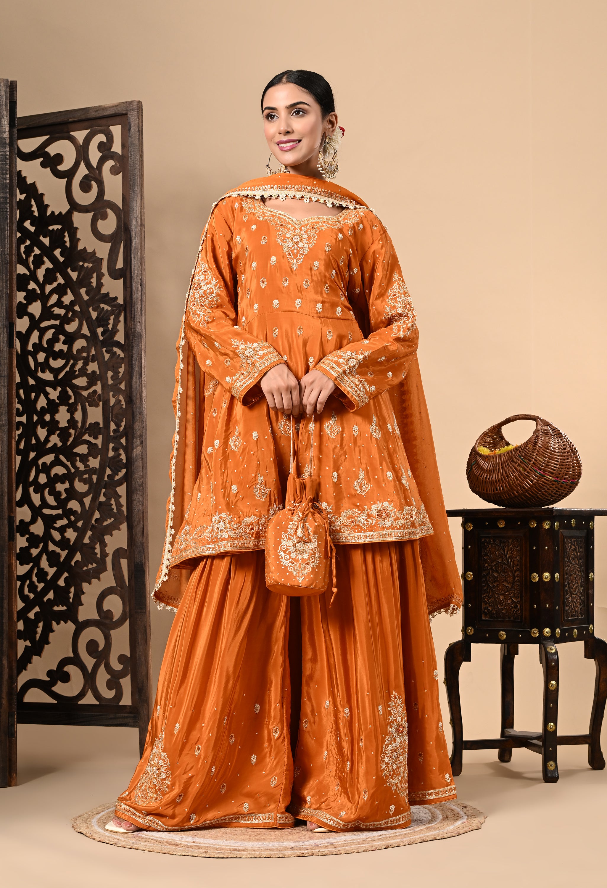 Orange Sharara Set