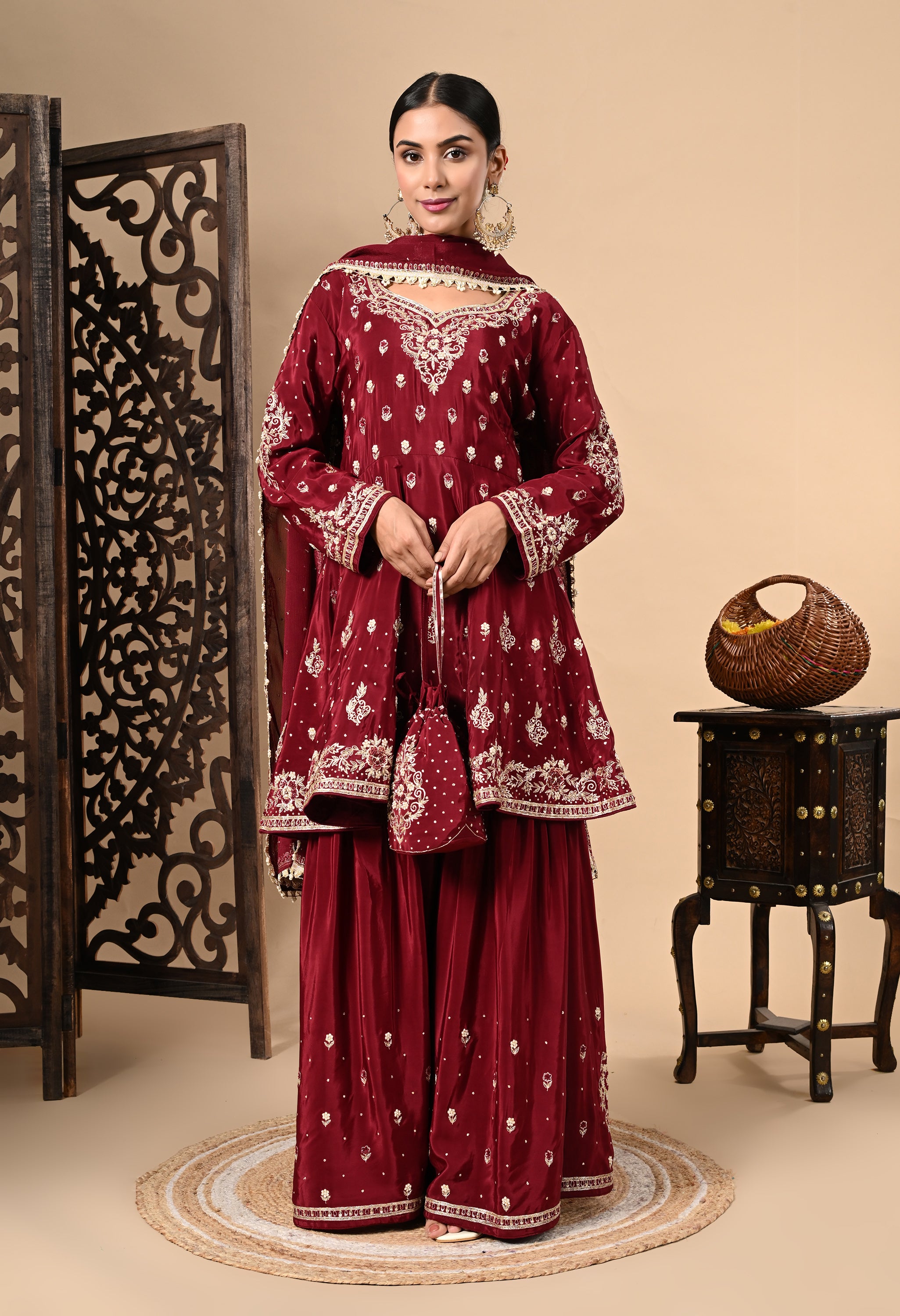 Maroon Sharara Set