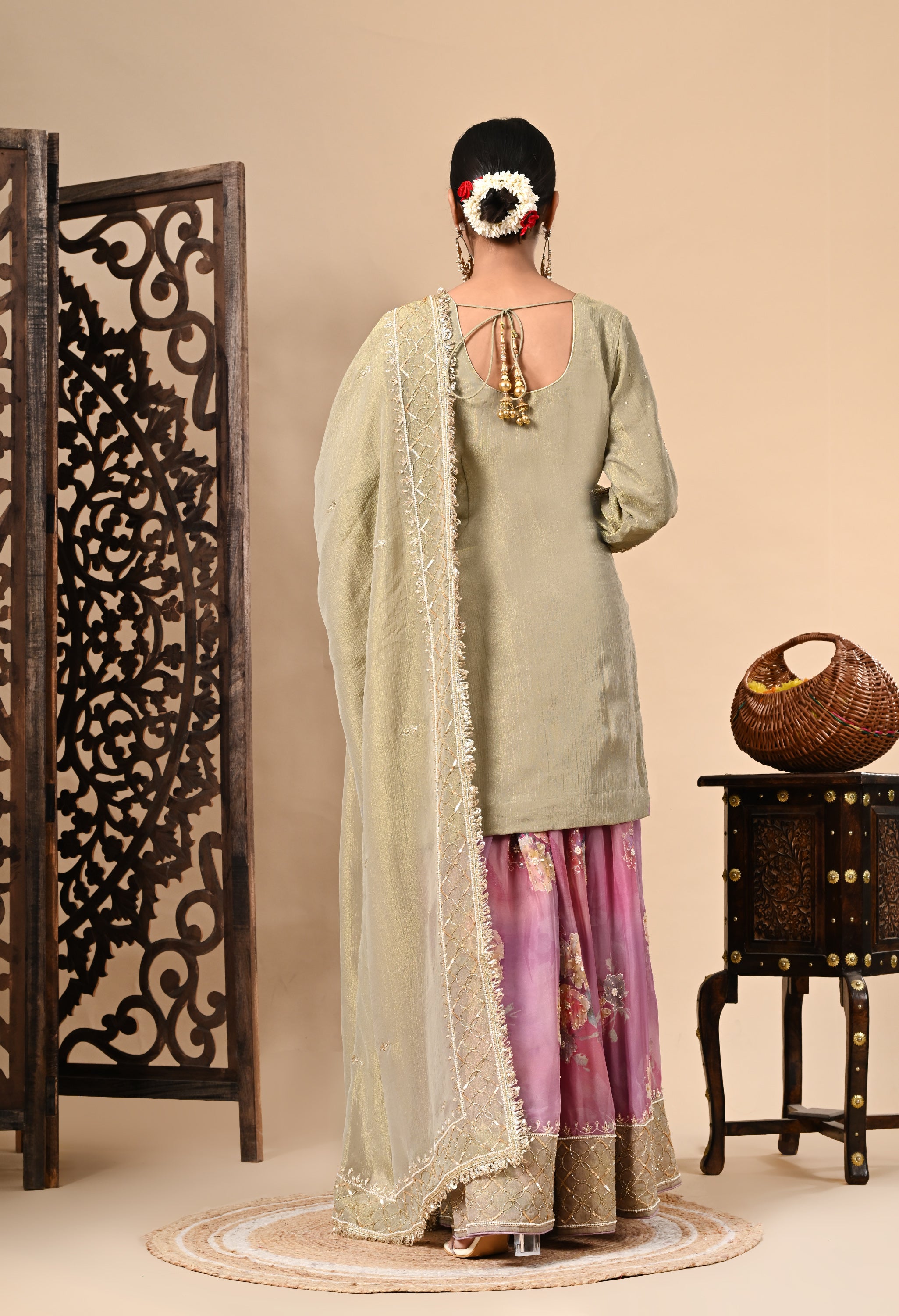 Green Lavender Sharara Set