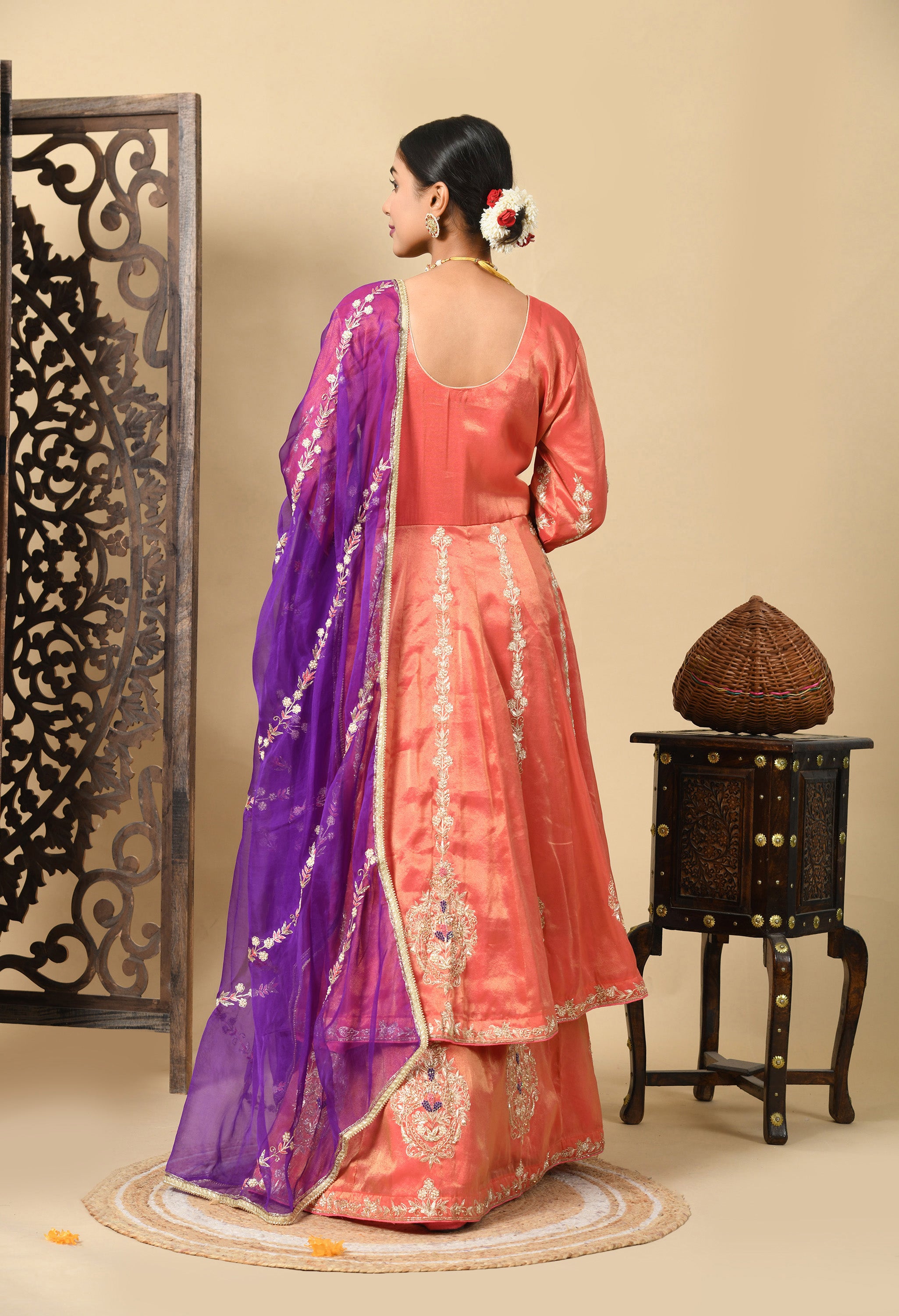 Orange Anarkali Set