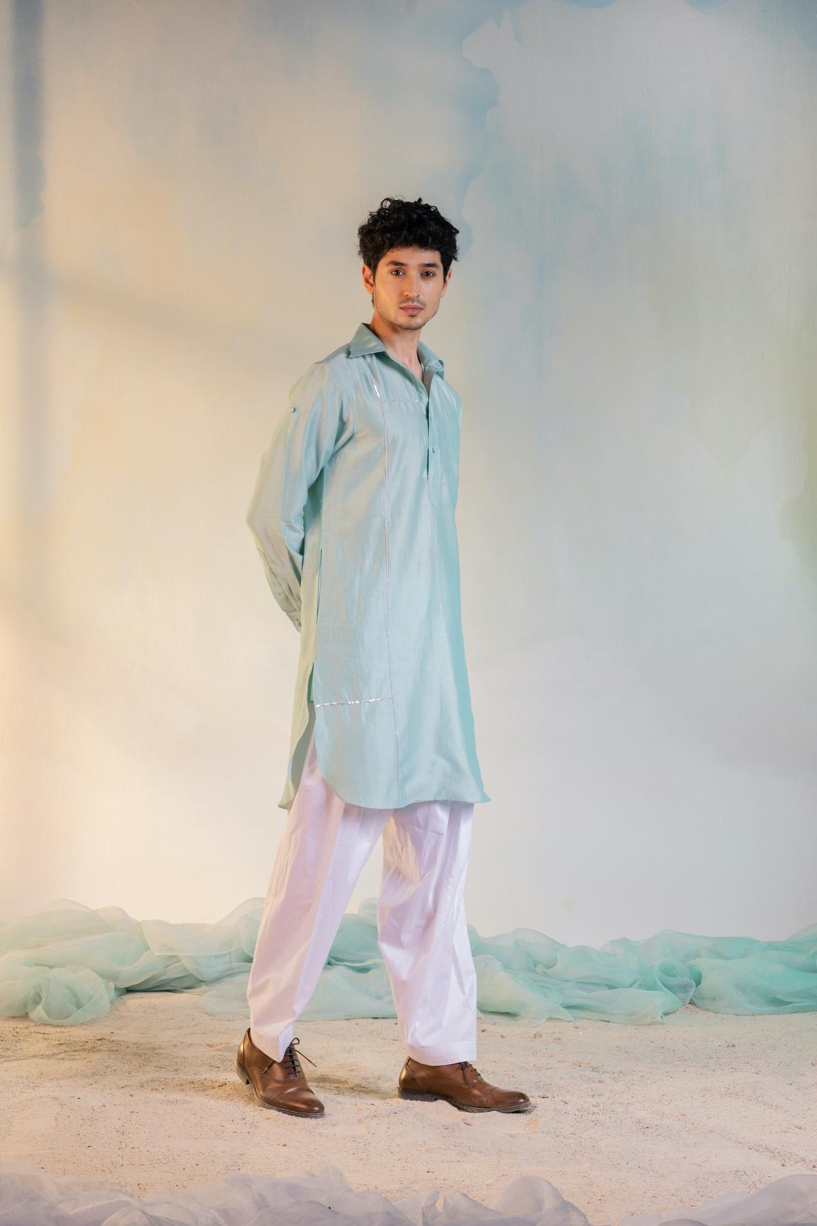 Men's Sequin Pathani with Salwar - Set of 2