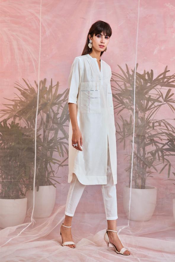 Sequin Front Slit Kurta Set - Set of 2