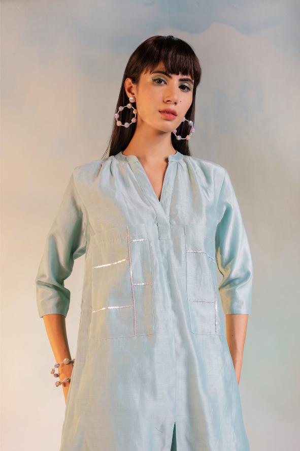 Sequin Front Slit Kurta Set - Set of 2