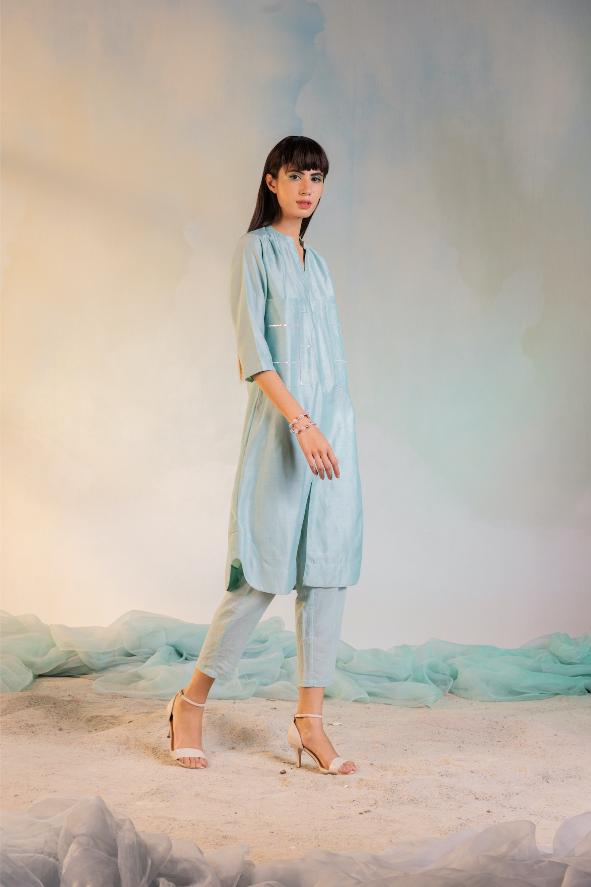 Sequin Front Slit Kurta Set - Set of 2