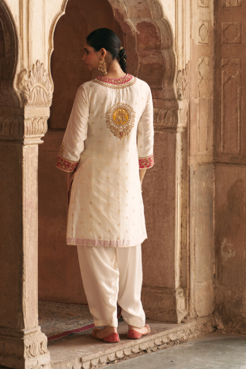 ANILA - DAISY IVORY SHORT KURTA WITH SALWAR
