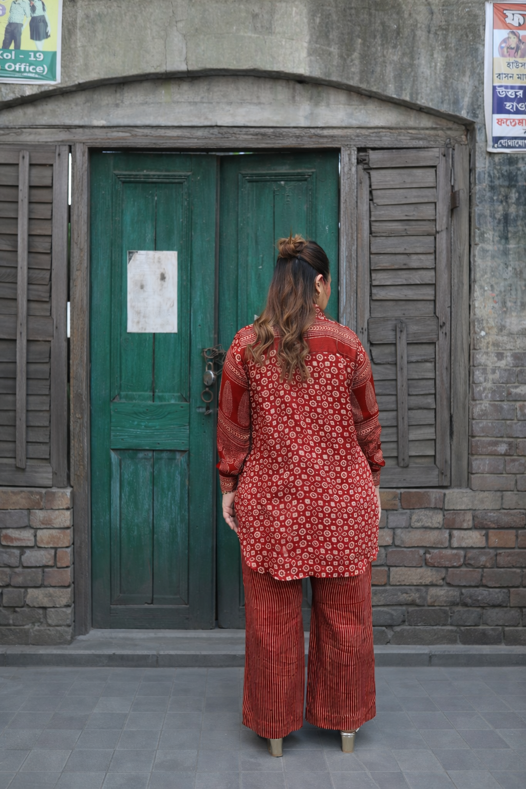 Surkh Red Ajrakh Co-ord Set