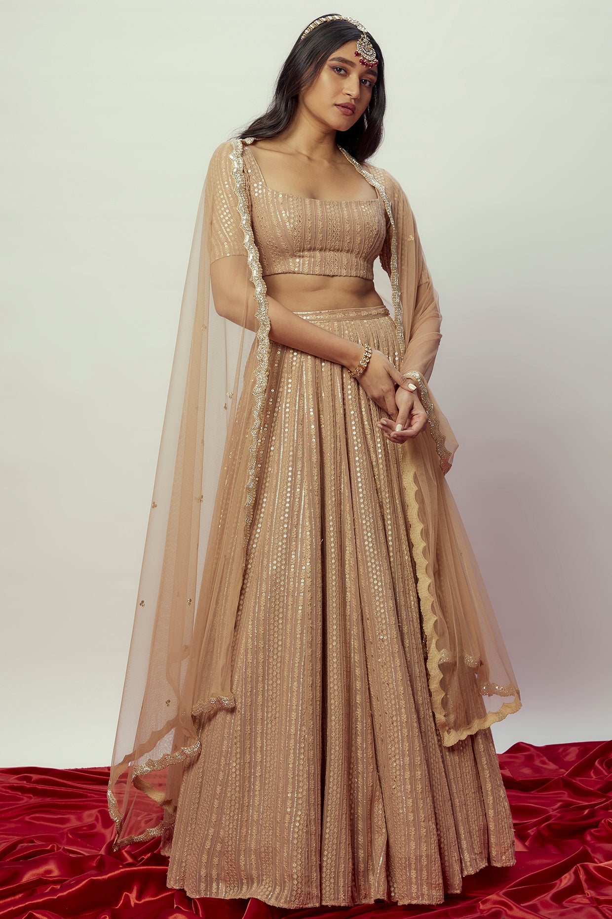 Rose Gold Sequin Lehenga Set