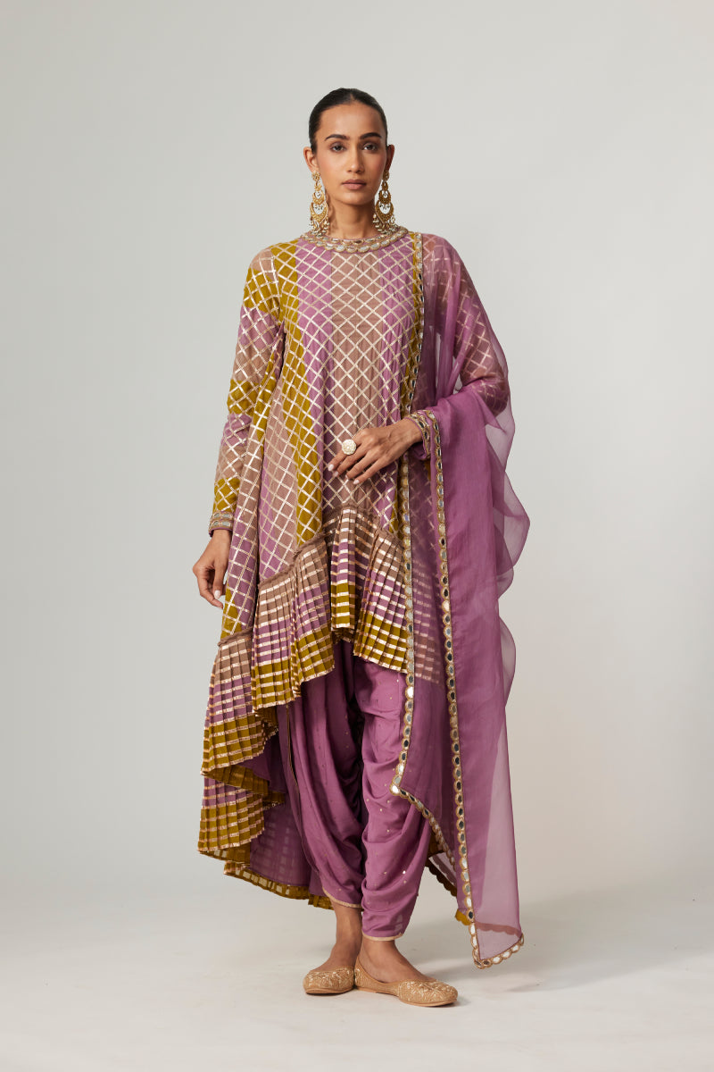 GREEN MULTICOLOR DHOTI KURTA WITH DUPATTA SET