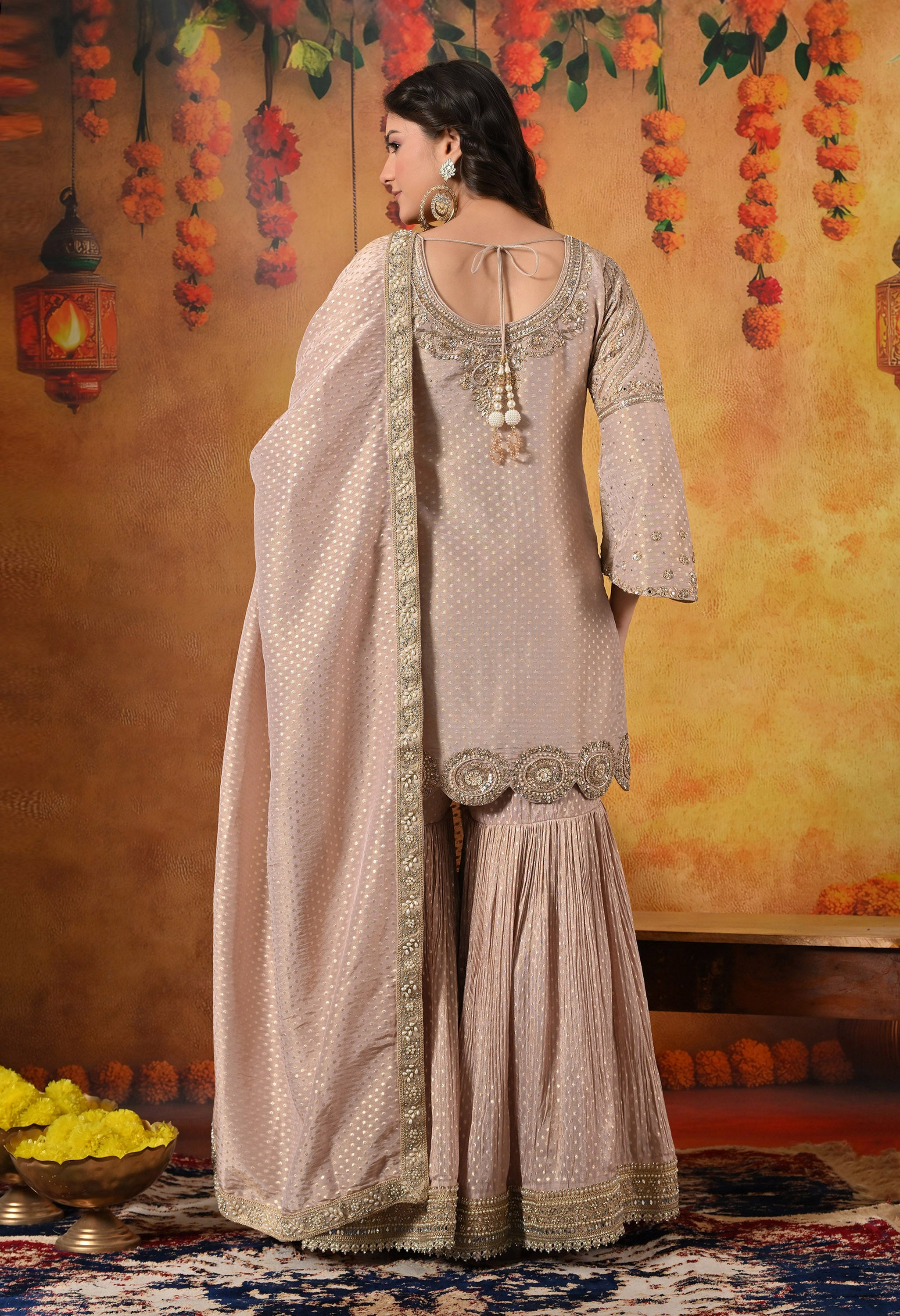 Peach Gharara Set