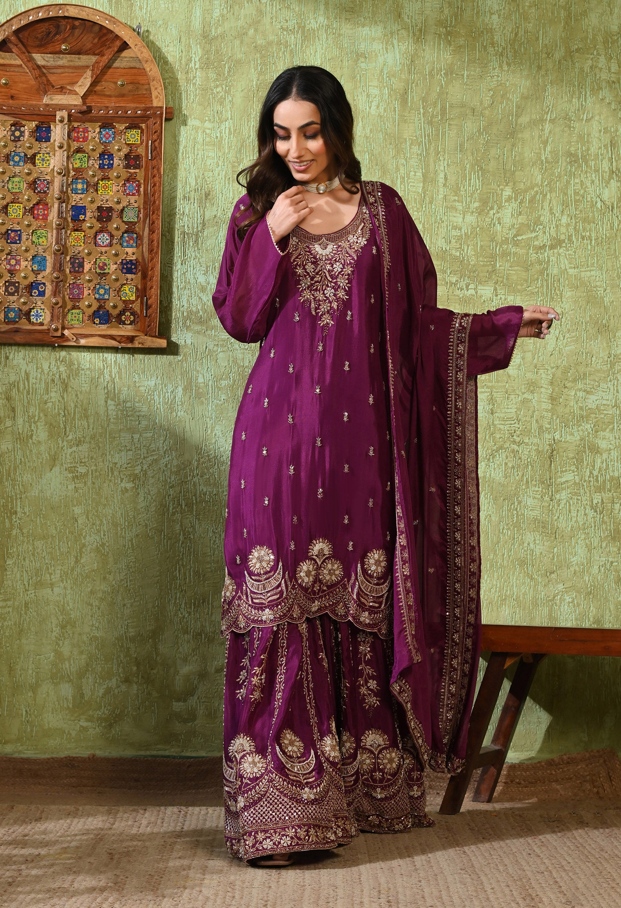 Purple Gharara Set