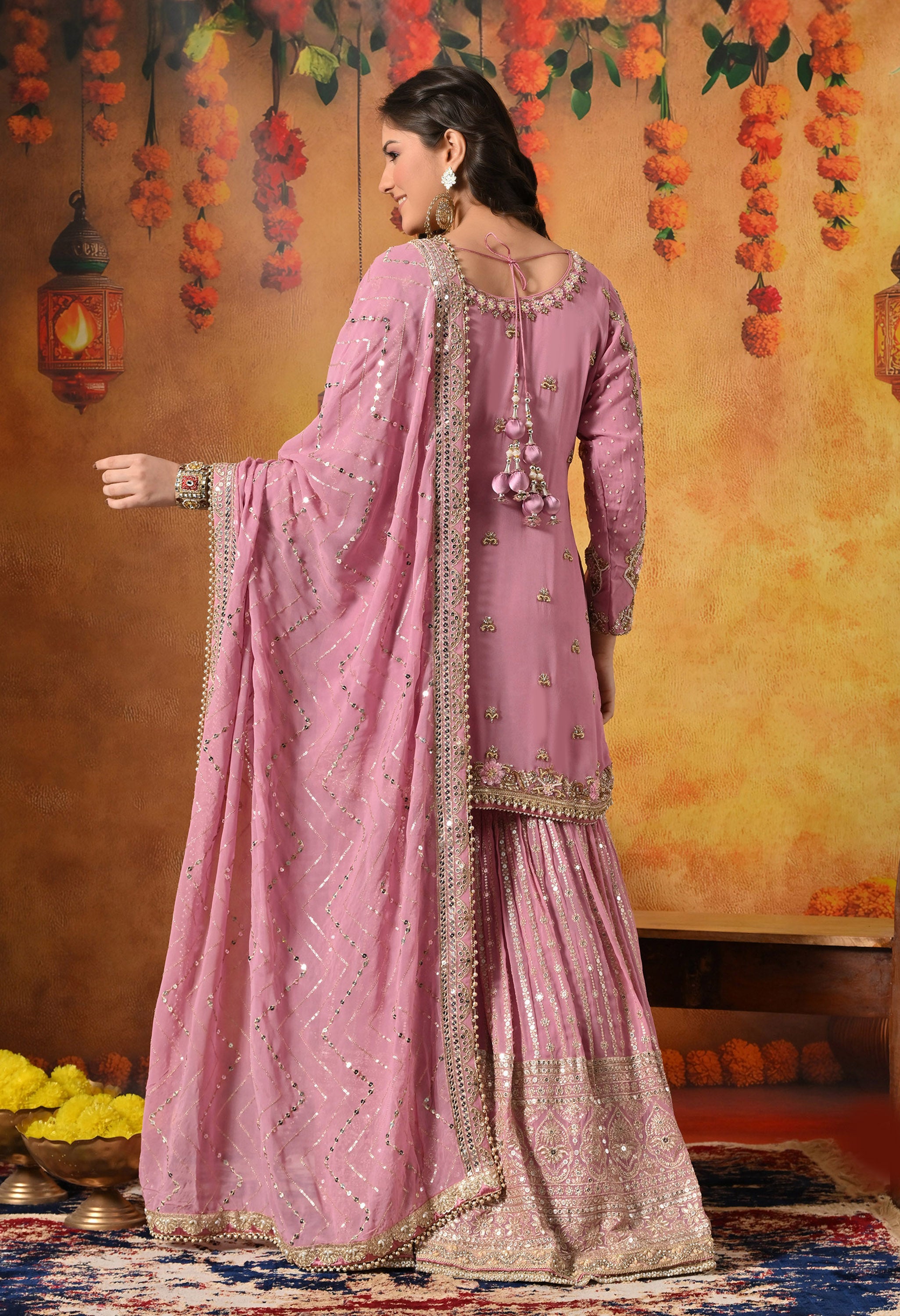 Onion Pink Gharara Set