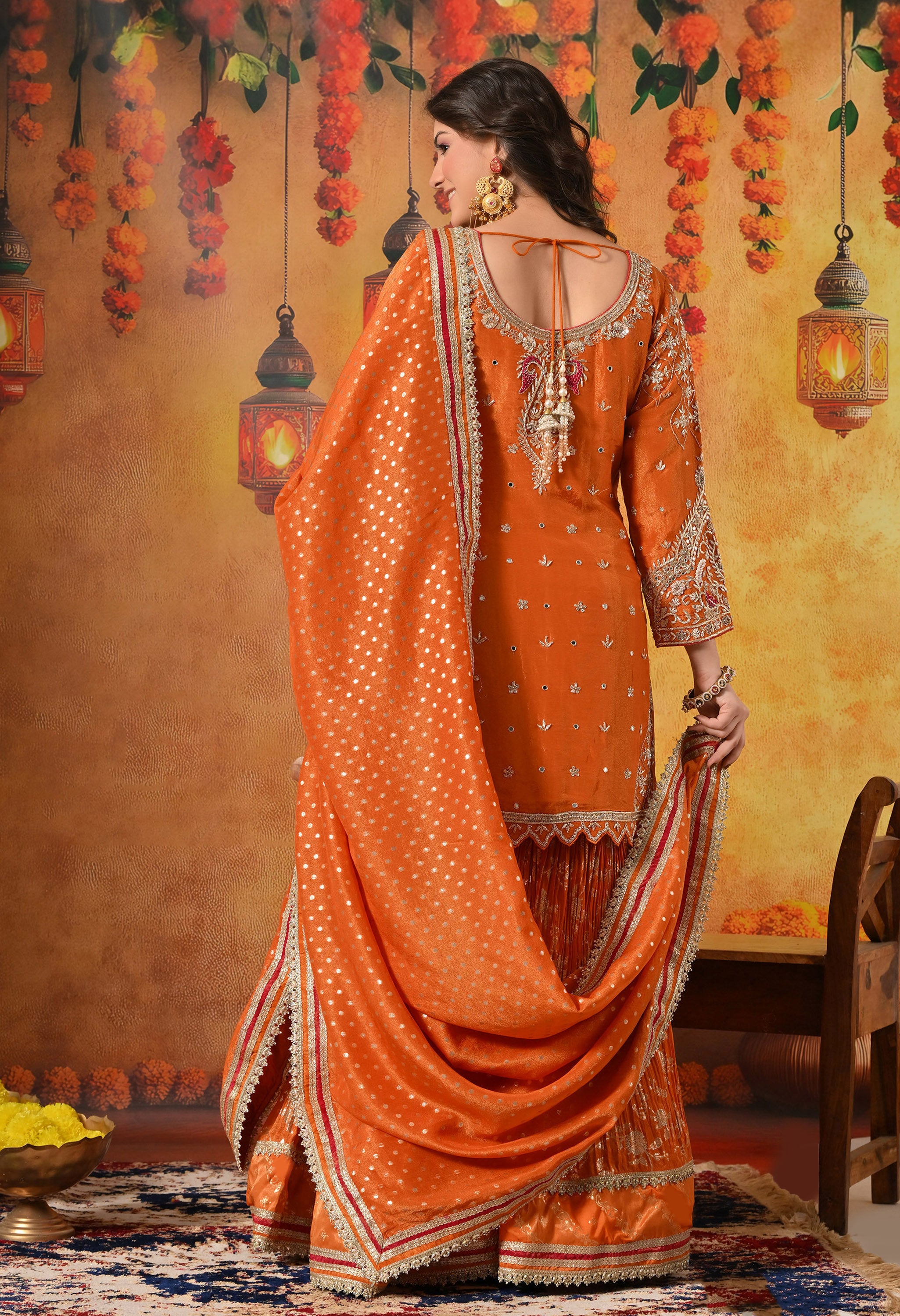 Orange Gharara Set