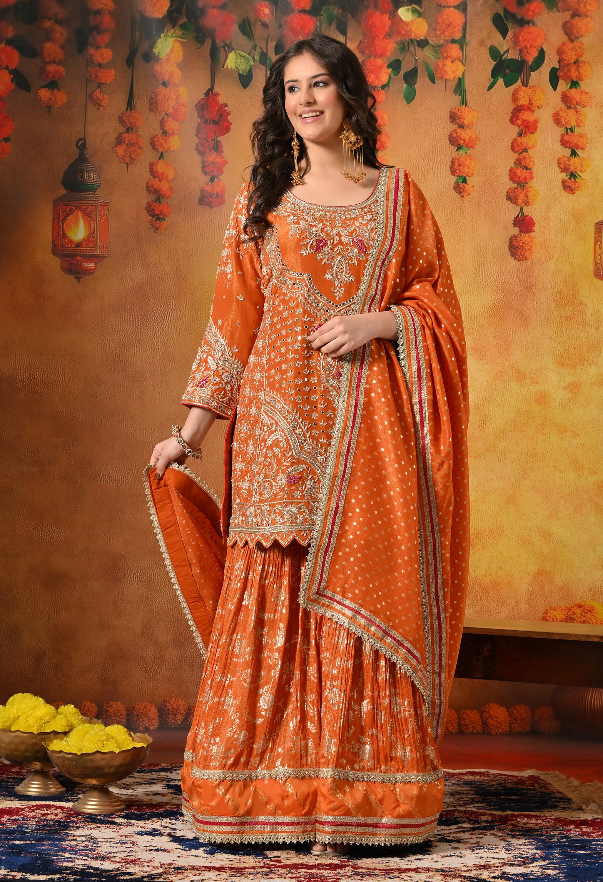Orange Gharara Set