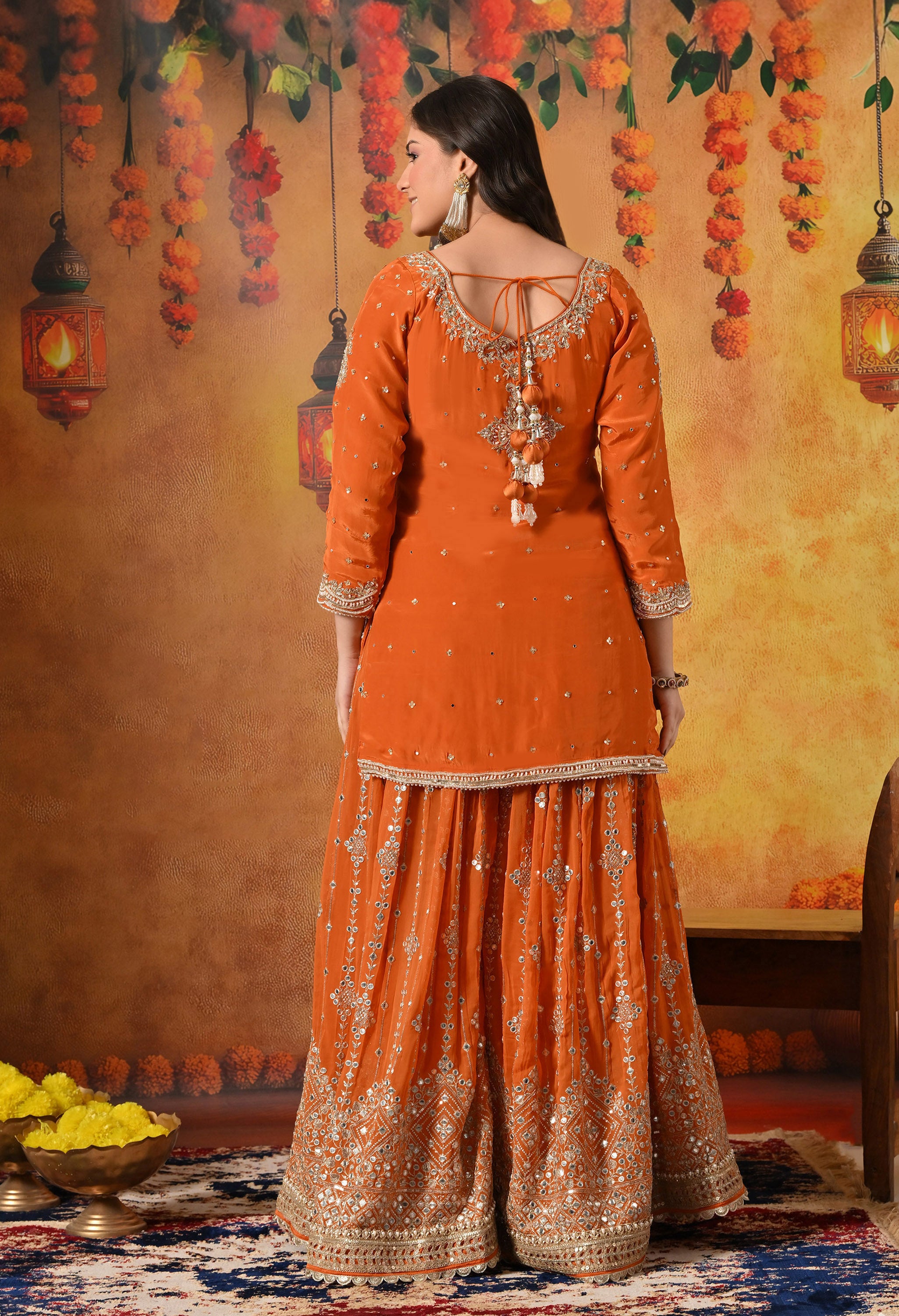Orange Gharara Set
