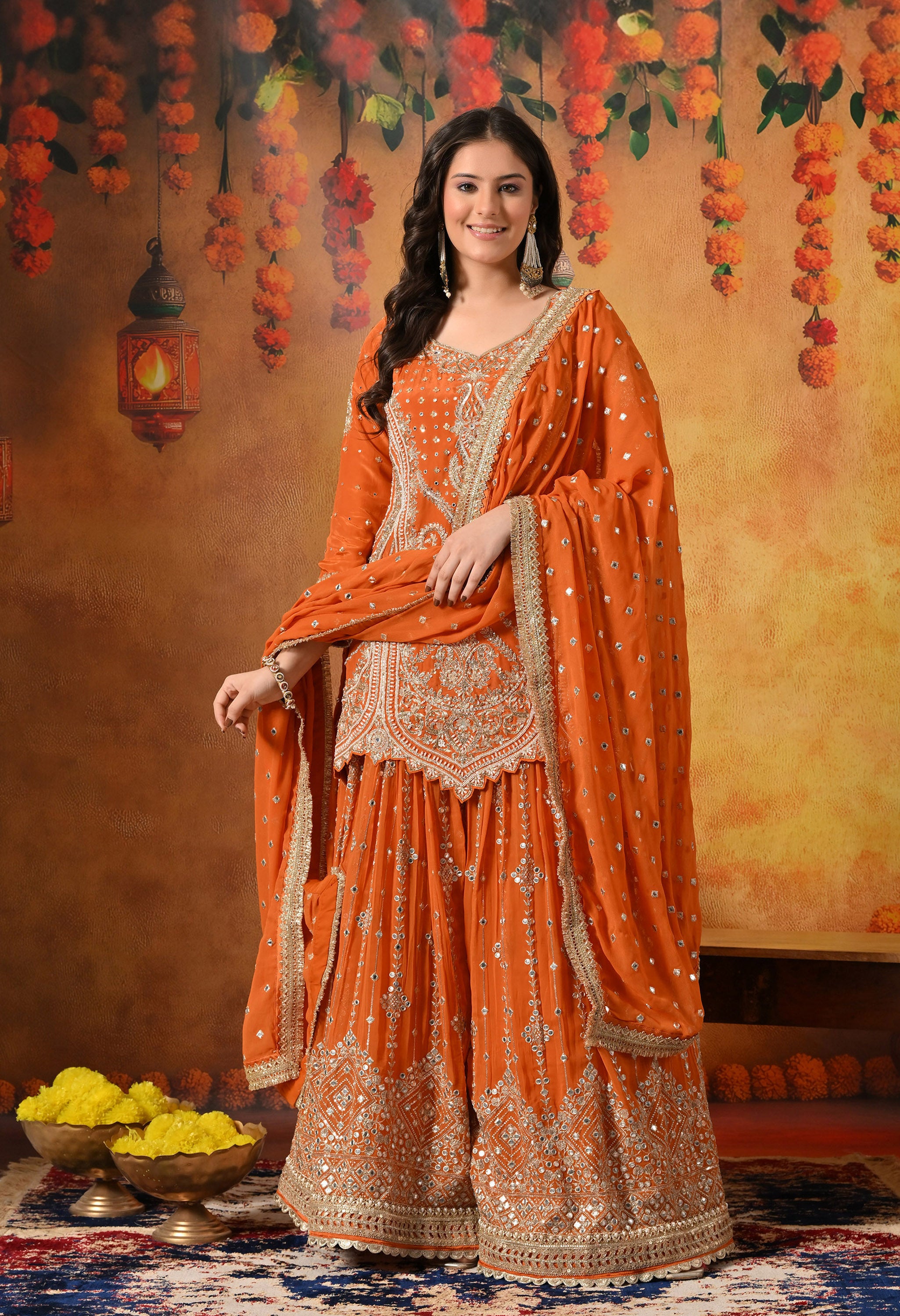 Orange Gharara Set