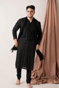 Load image into Gallery viewer, Embroiderdd Black Georgette Kurta With Chudidar
