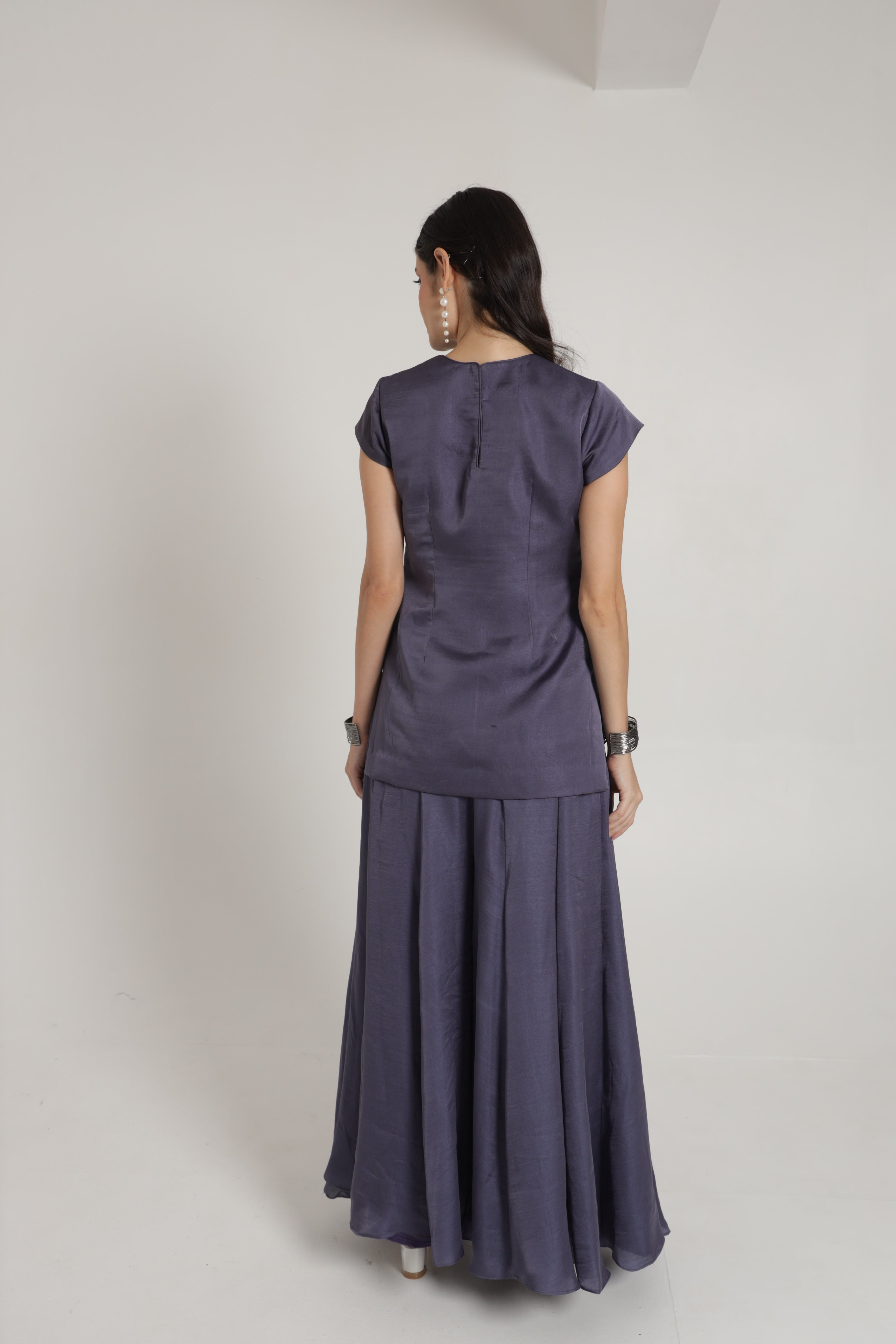 Ash blue top with sharara bottom