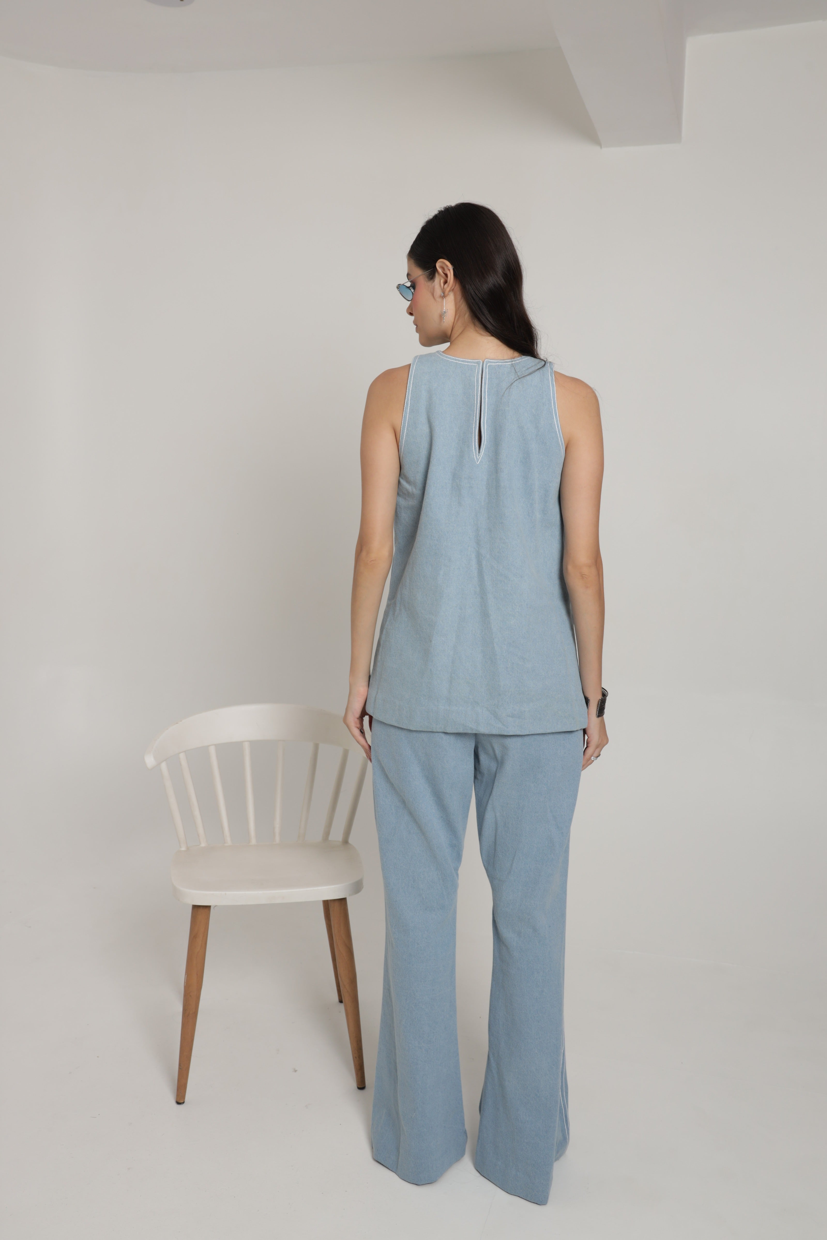 Light blue halter top with pant