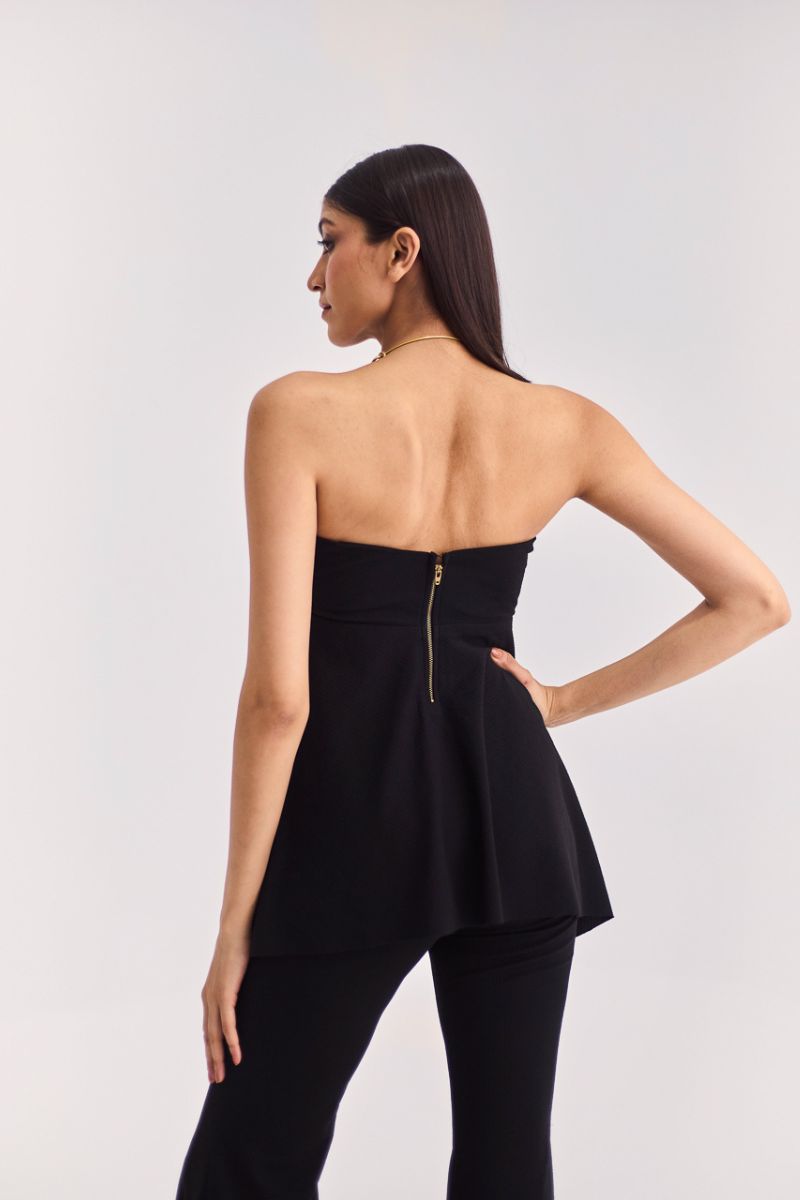 Black Strapless Top & Pants Set