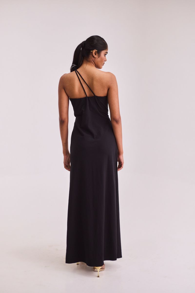 Black Maxi Dress with Rose Detailing