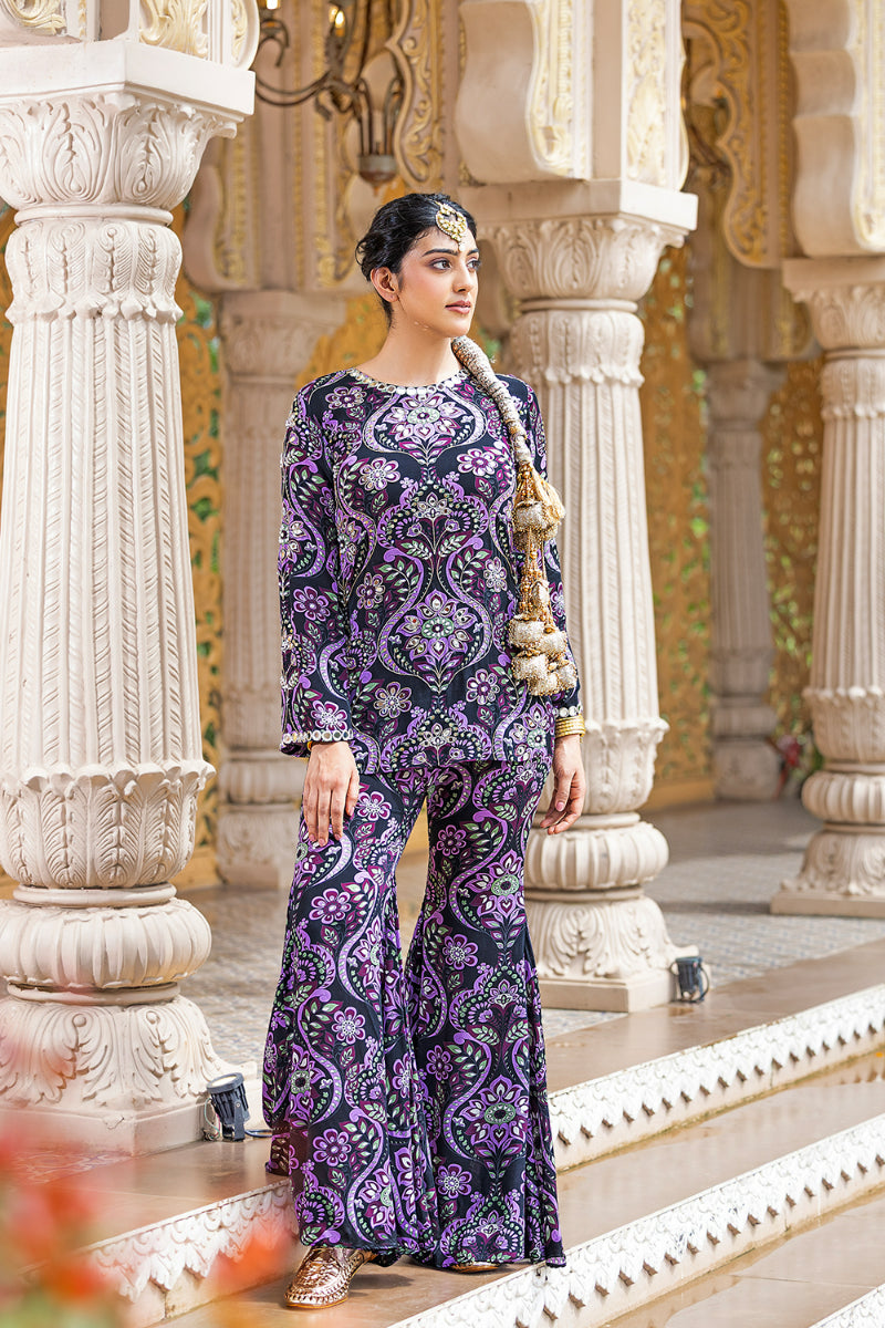 SHARARA PANT + SHORT KURTA - AZRA BLACK