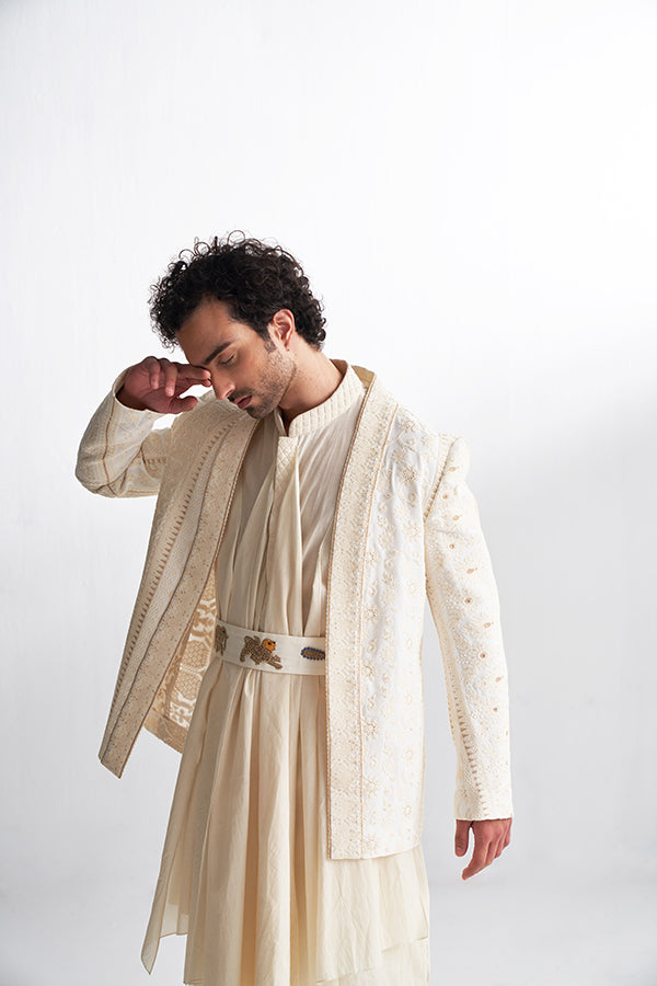 Ivory Classic Mansingh Jacket Set