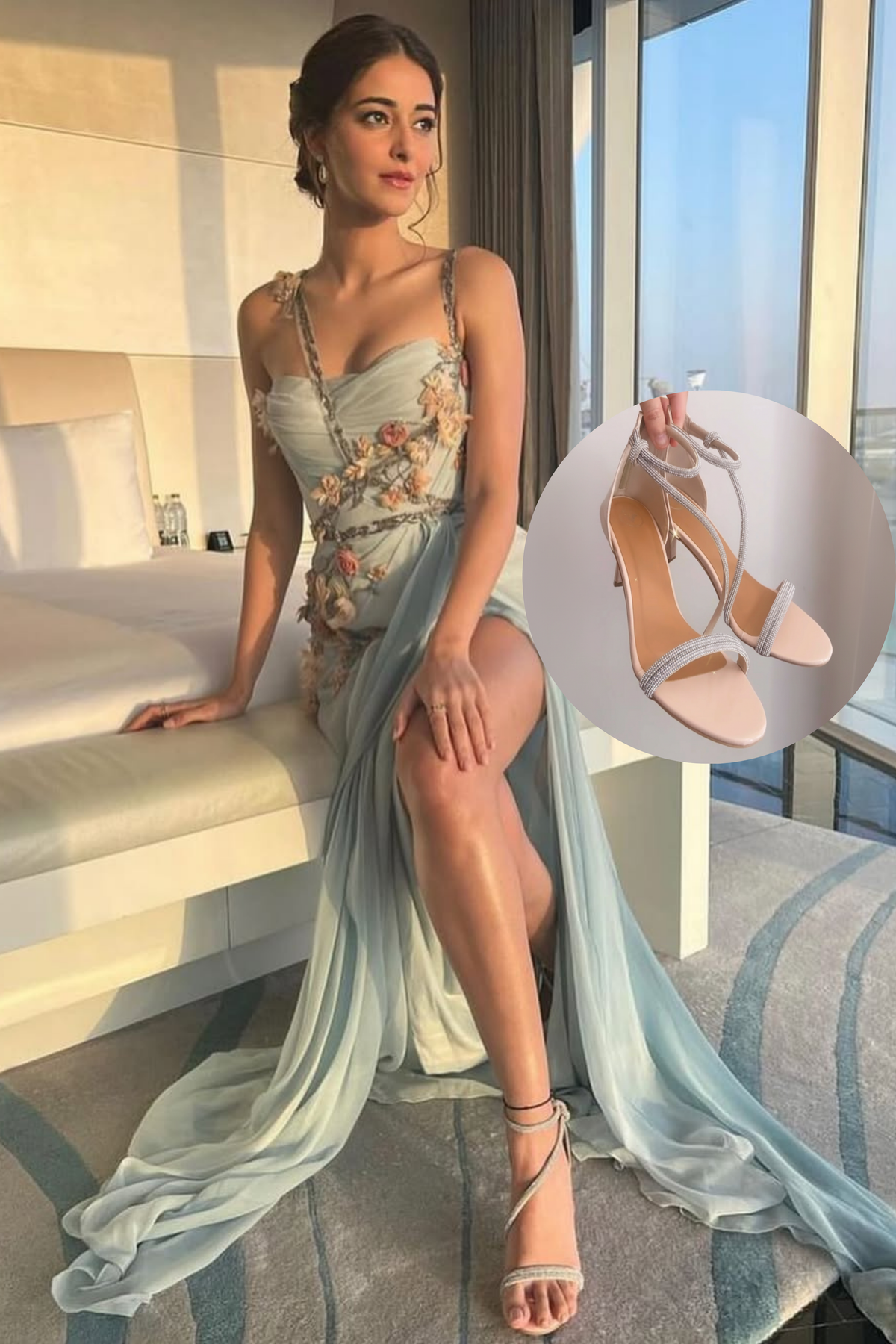 Beige Ananya Edit Textured Heels Sandals - Sana K Luxurious Footwear