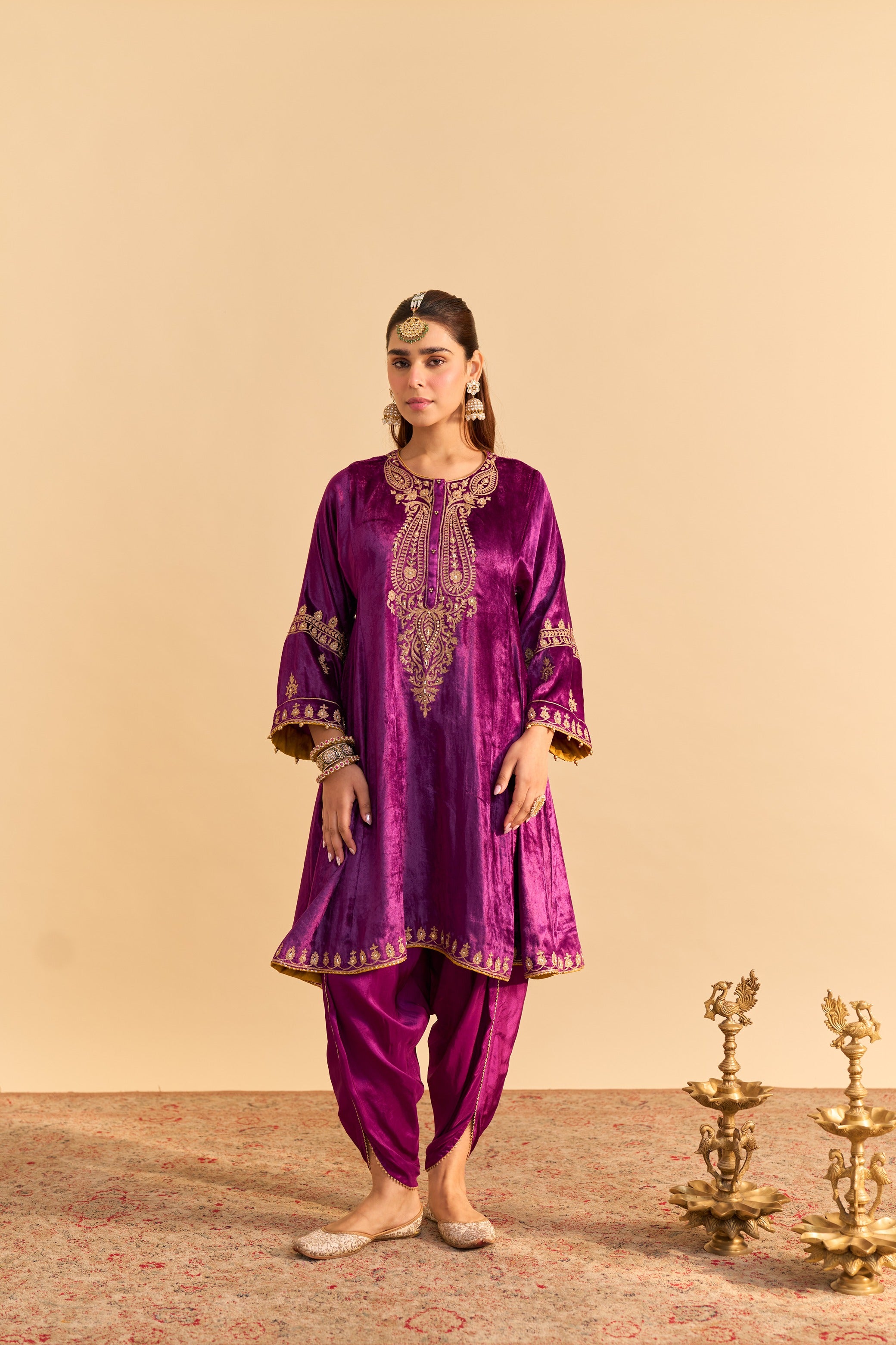 Amal - Deep Purple A-line Kurta with Dhoti