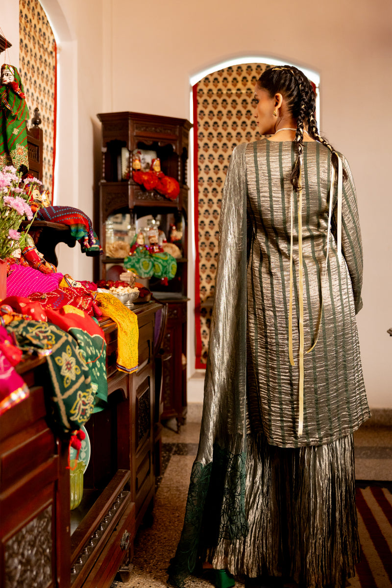 Amyra - Dress, sharara pants & dupatta set