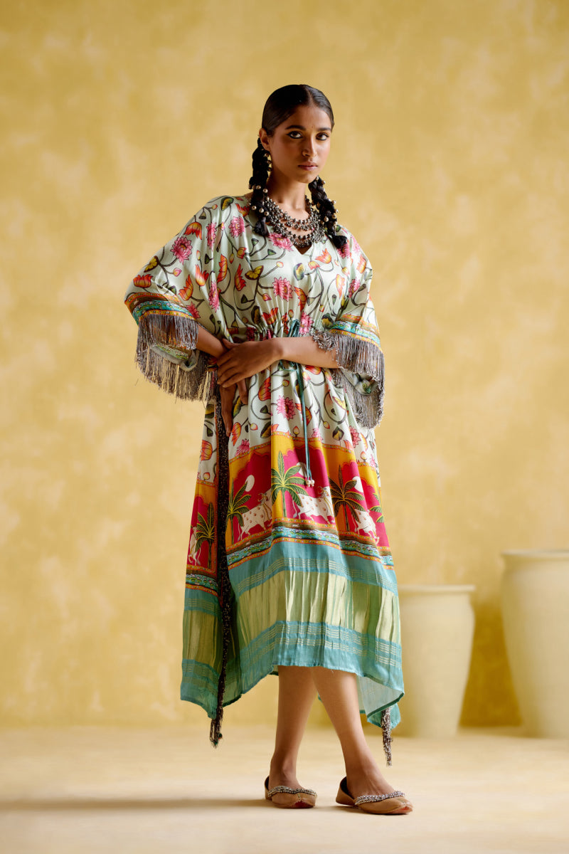 Angela-Pichwai Print Digital Kaftan