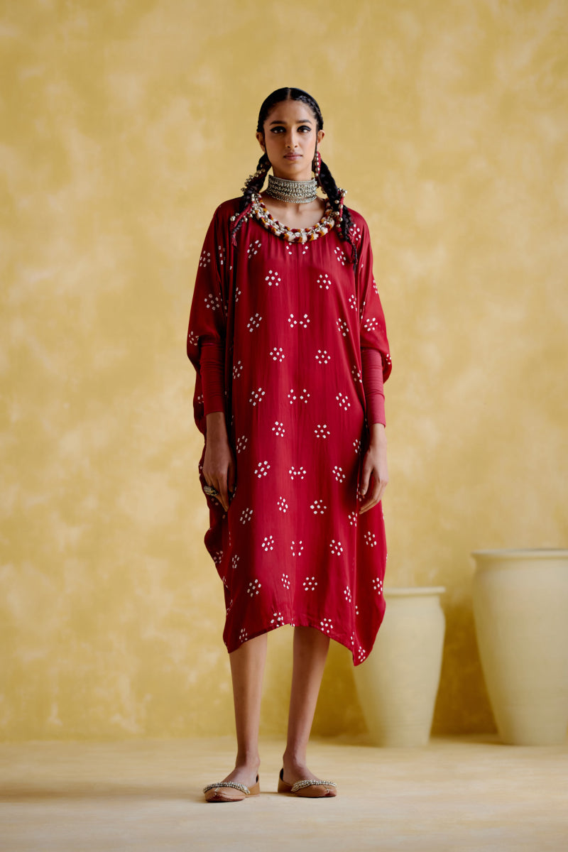 Annapoorna- Maroon Bandhini Kaftan