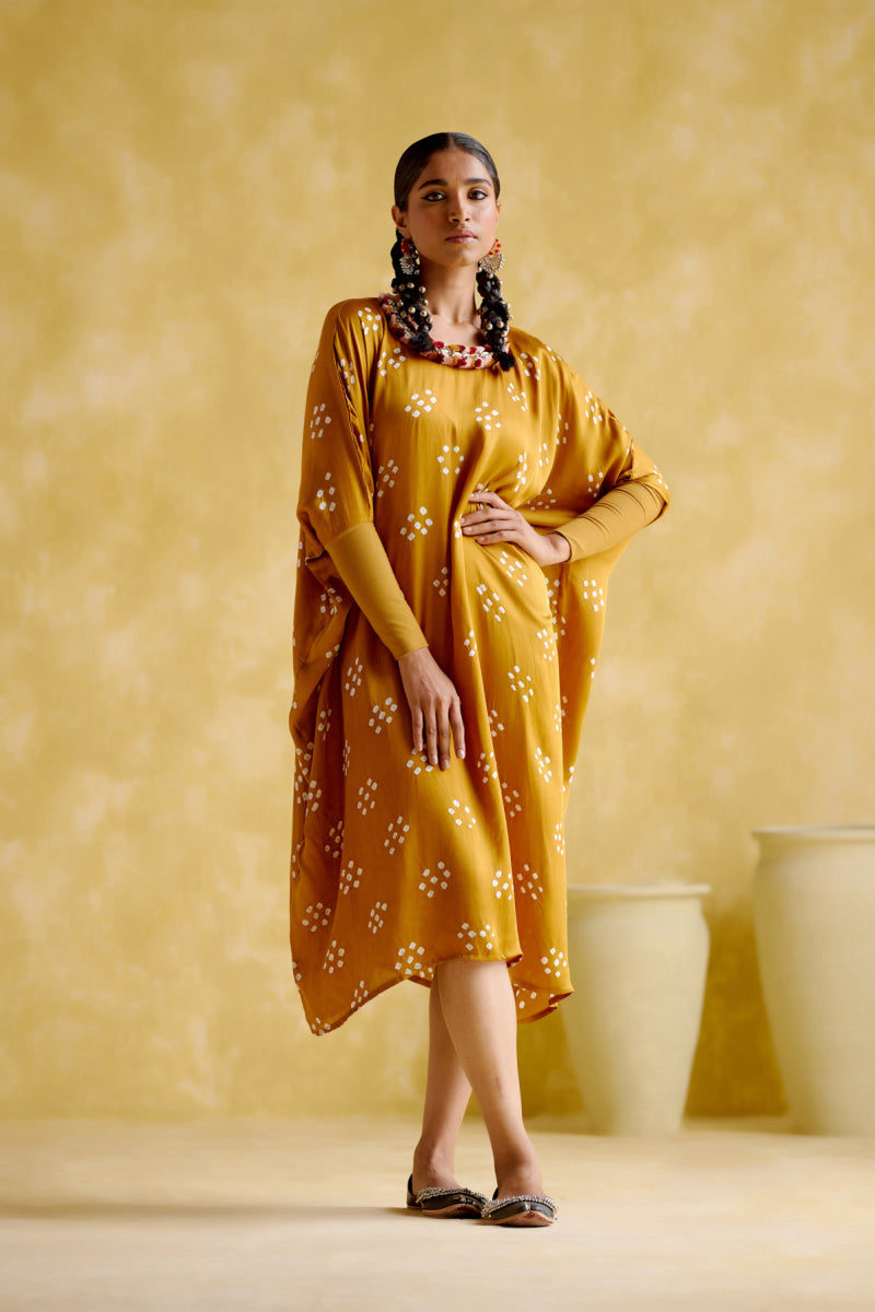 Annapoorna- Yellow Bandhini Kaftan
