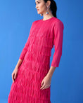 Load image into Gallery viewer, Fuscia Long Sleeves Fringe Dress
