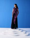 Load image into Gallery viewer, Purple Crinkled Top Paired With Black And Purple Saree

