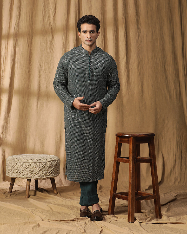 Sequin Green Kurta Set