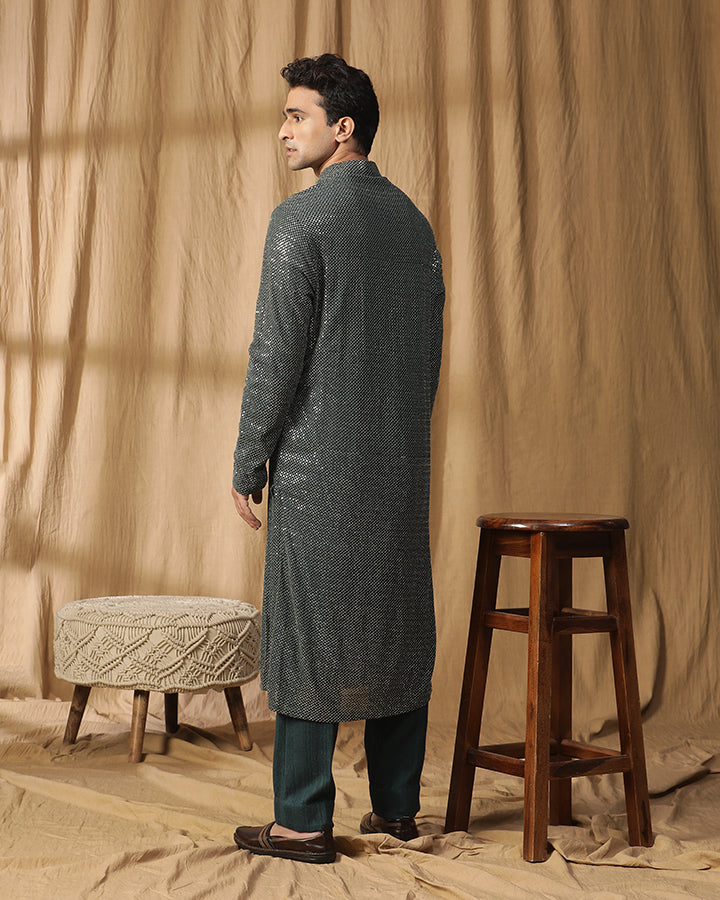 Sequin Green Kurta Set