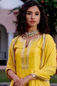 Load image into Gallery viewer, Yellow Silk Georgette Embroidered Sharara Set

