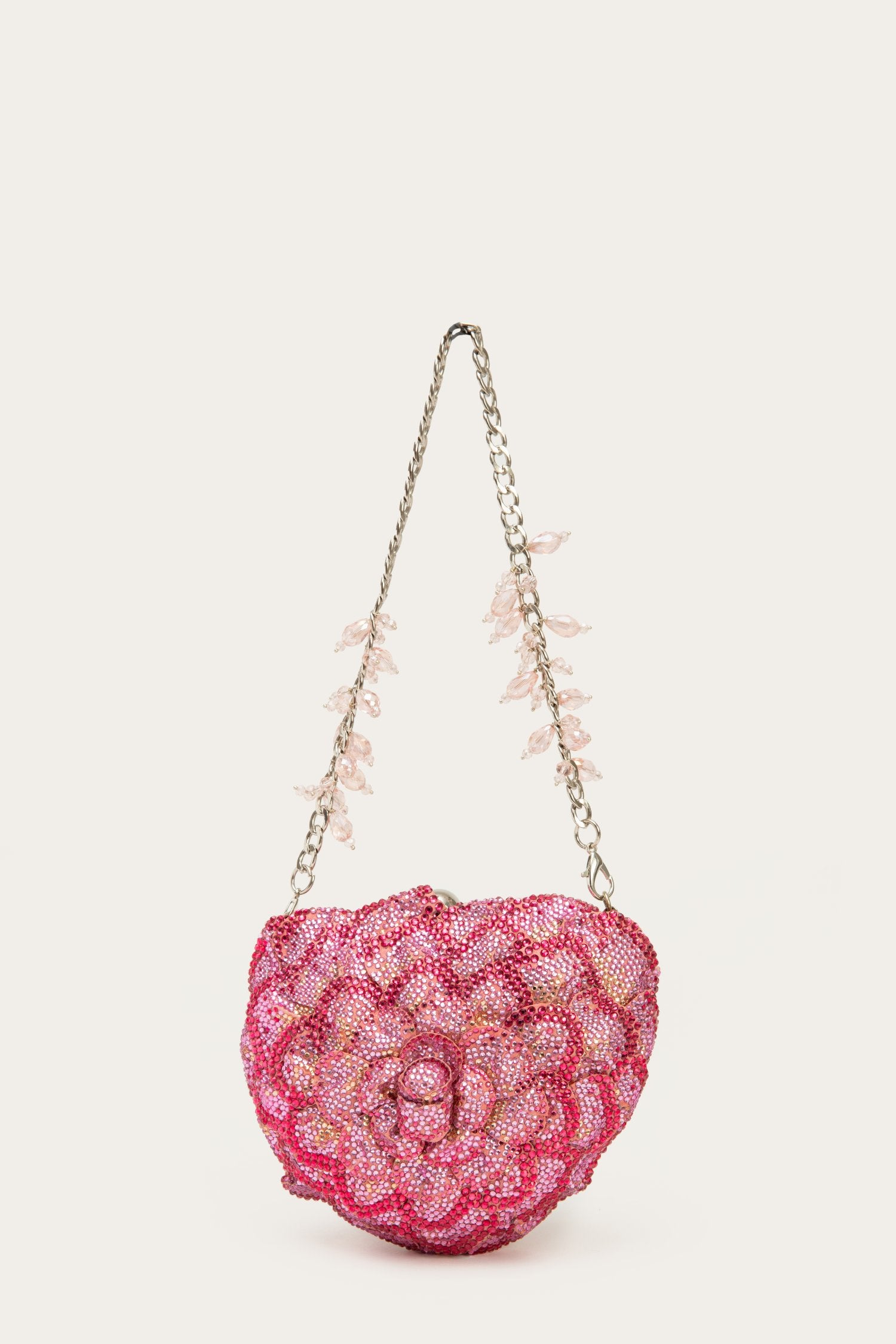 Isa Crystal Heart Clutch- Blush