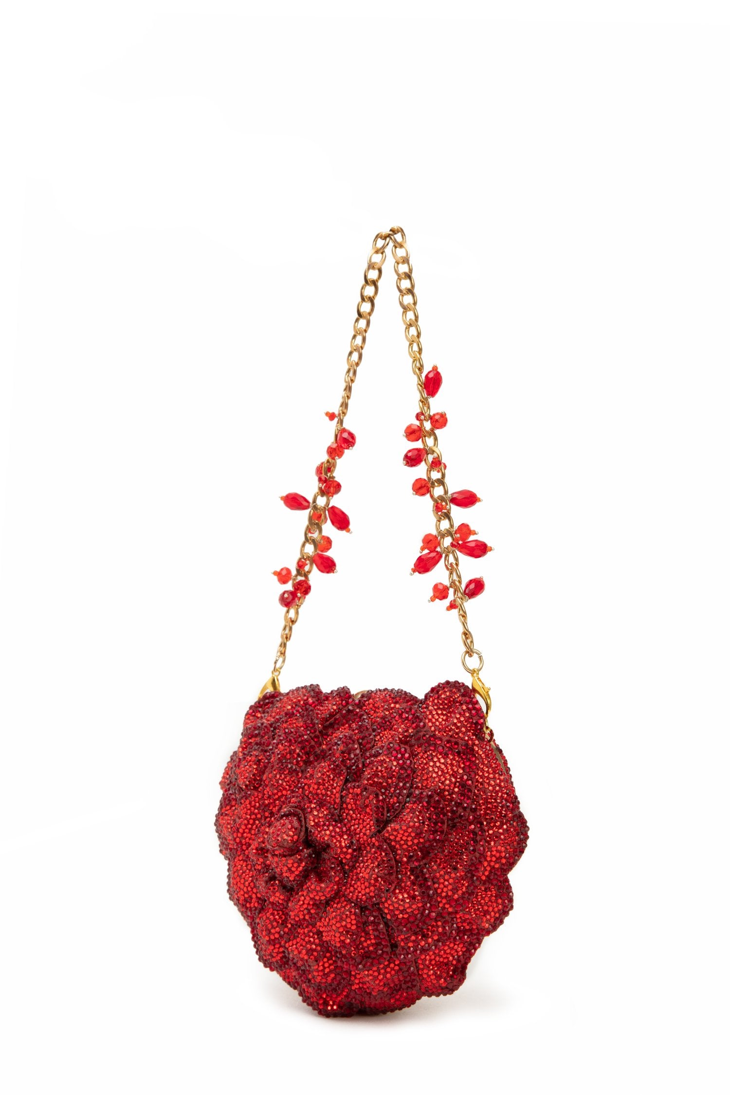 Isa Crystal Heart Clutch-Red